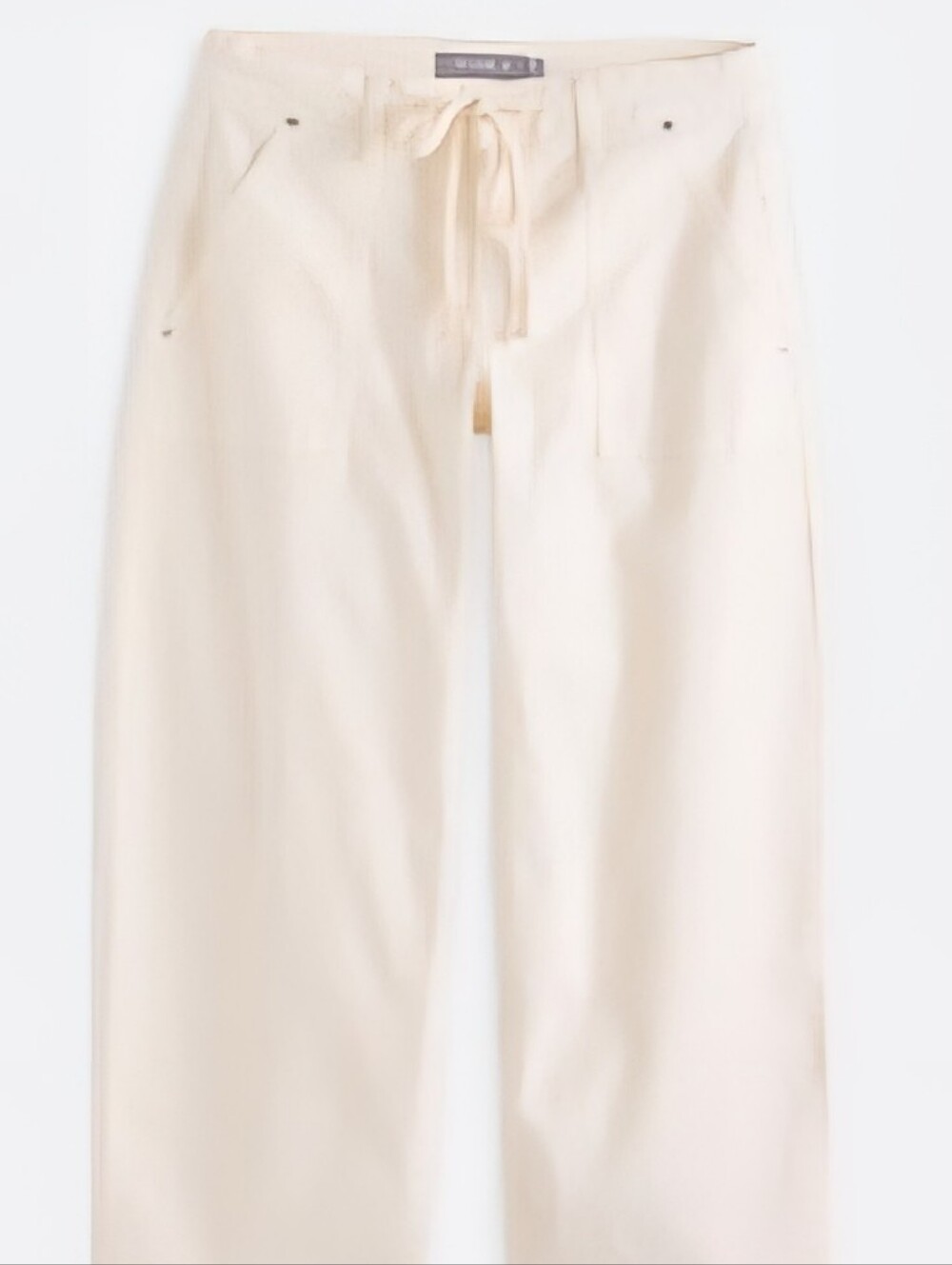 Woman's Cream Drawstring Wide-Leg Pants